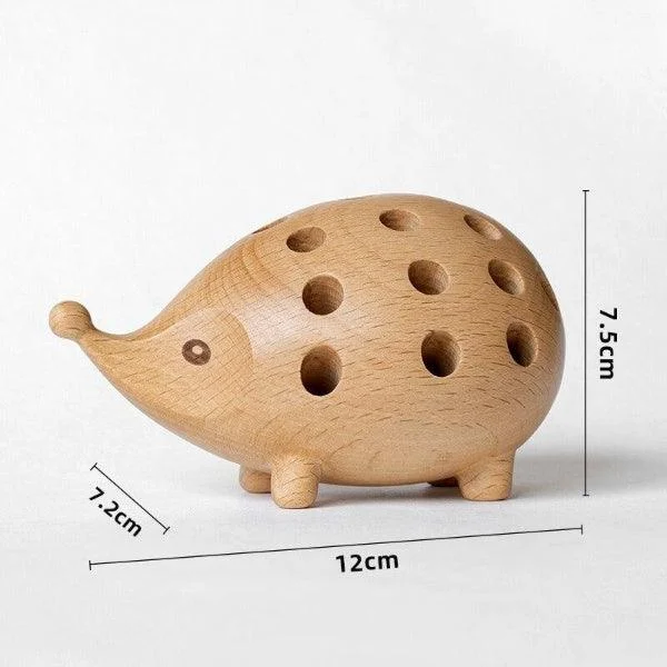 Wooden Hedgehog Pen Holder - Homeko