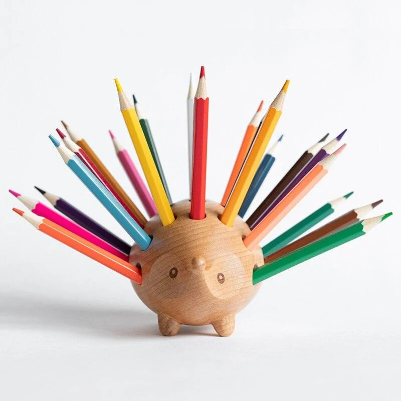 Wooden Hedgehog Pen Holder - Homeko