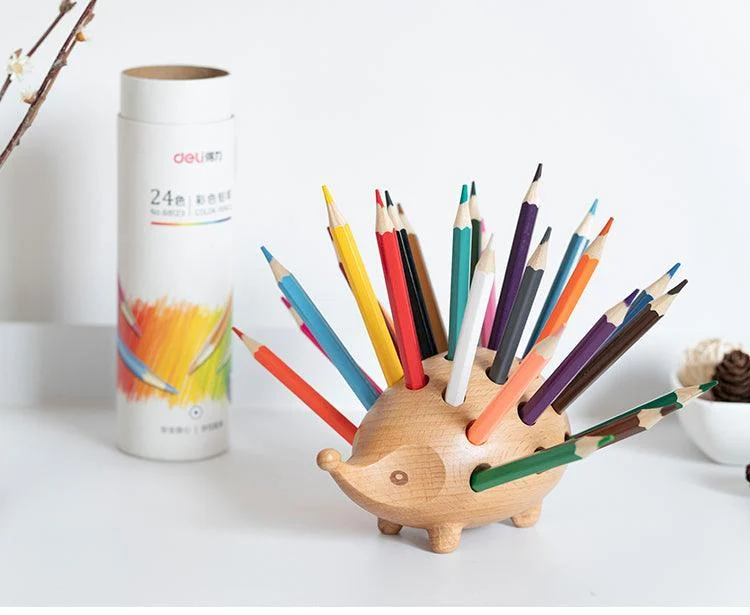 Wooden Hedgehog Pen Holder - Homeko