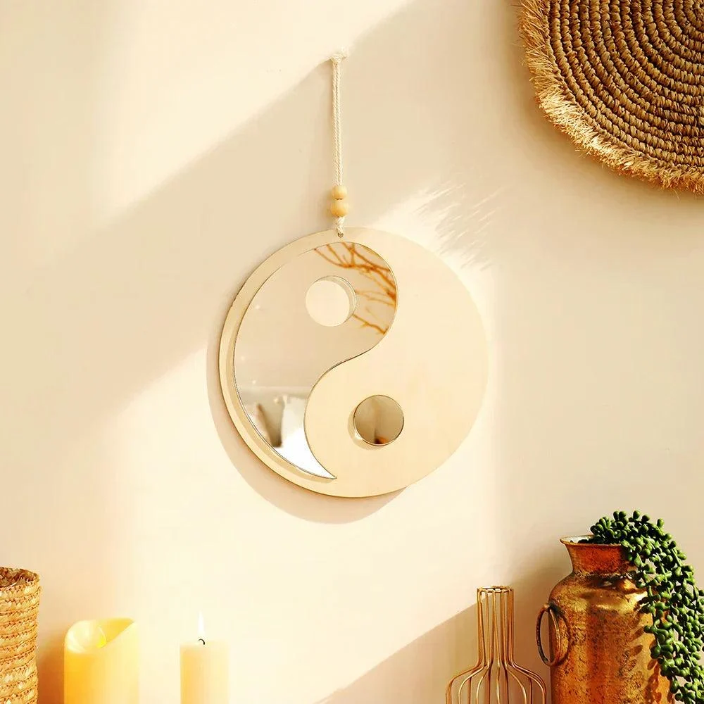 Wooden Mirror Wall Hanging - Homeko