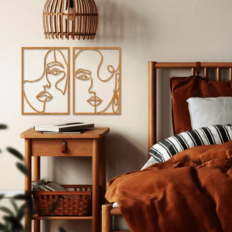 WoodenWomanFaceSilhouetteWallArt Homeko3