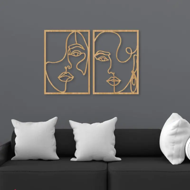 WoodenWomanFaceSilhouetteWallArt Homeko4