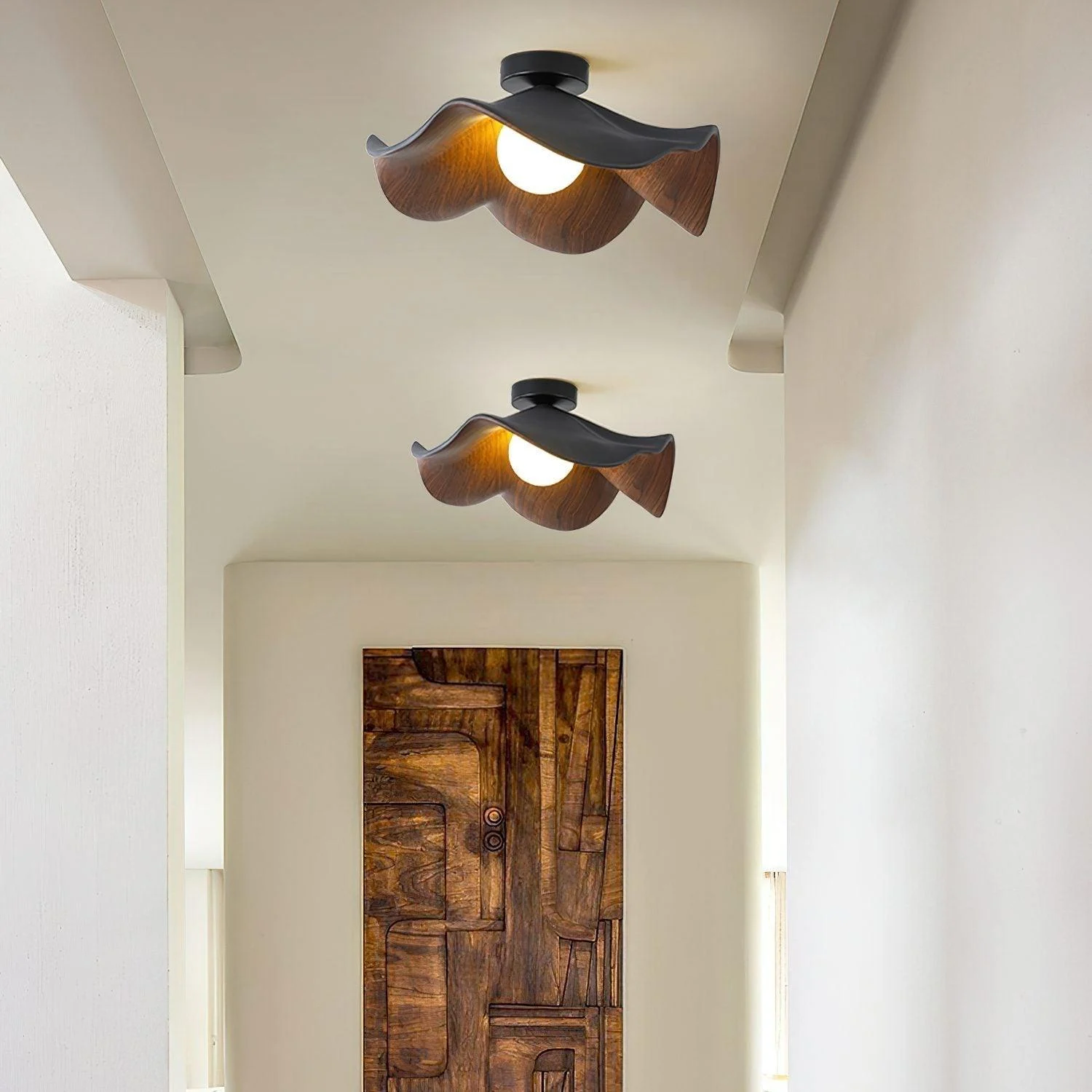 Wooden Lotus Leaf Ceiling Lamp 16