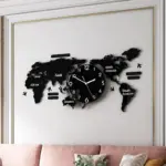 World Map DIY Minimalist Wall Decor Clock Modern Personalized Home Decor Accessory