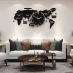 World Map DIY Minimalist Wall Decor Clock Modern Personalized Home Decor Accessory