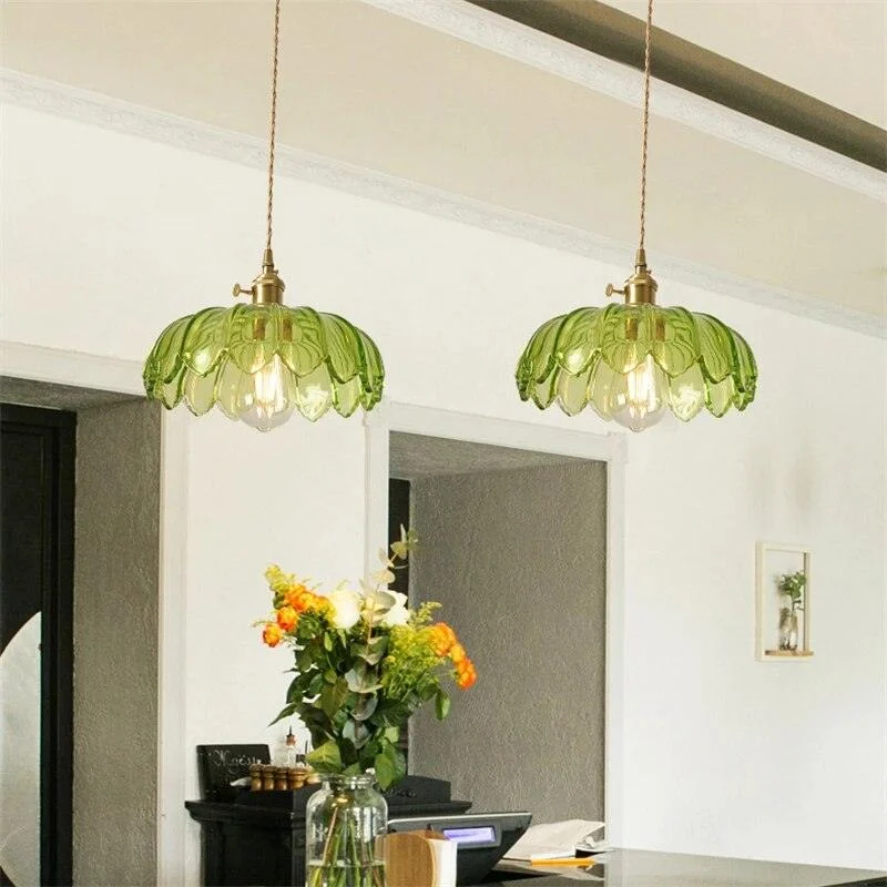 Retro Vintage Industrial Glass Lotus Flower Pendant Light - ISTANBULLU LTD