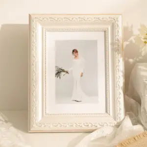 W Rectangular White Rose Gold Wooden Photo Frames