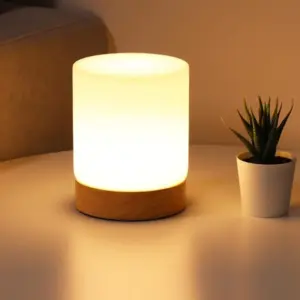 LumiGlow - Mini Glass Cylinder Table Lamps with Touch-Open Function for 360-Degree Lighting for Reading and Nighttime