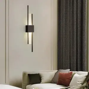 GlowLux – Black/Gold LED Wall Lamp for Bedroom