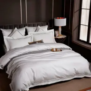 Homeko White Embroidered Edge Egyptian Cotton Bedding Set