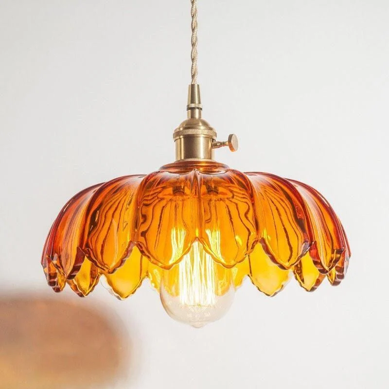 Retro Vintage Industrial Glass Lotus Flower Pendant Light - ISTANBULLU LTD