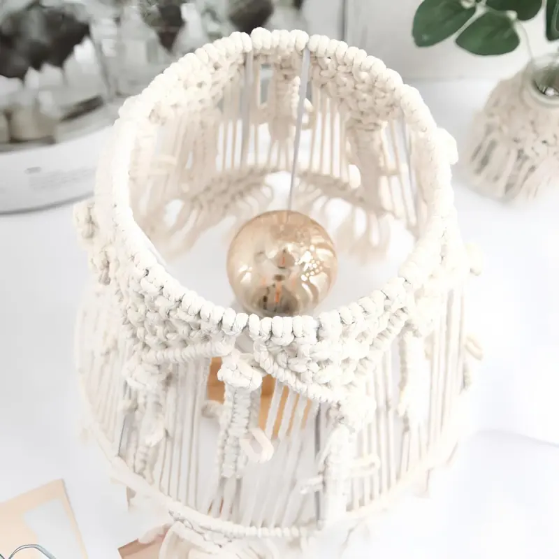 Ambiance licht tischlampe geflochtenes seil natur klein xlumina