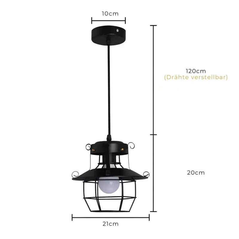 Antiquecage industrielle haengelampe schwarz metall vintage design wohnzimmer kueche xlumina7
