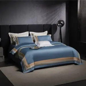 Homeko Blue Stripe Egyptian Cotton Bedding Set