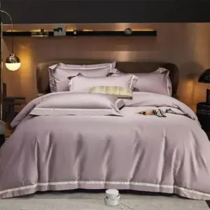 Homeko Dusky Rose Contrasting Hotel Stripe Bedding Set