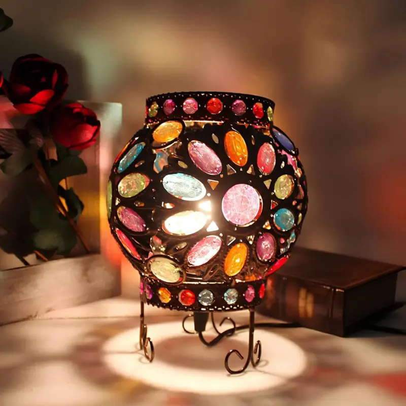 Beadlight nachttischlampe mit acrylperlen in bronze nachtlicht dekorative beleuchtung schlafzimmerlampe xlumina4