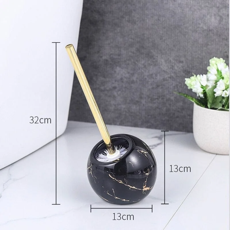 Black Marble Texture Ceramic Base Toilet Brush Variants 2