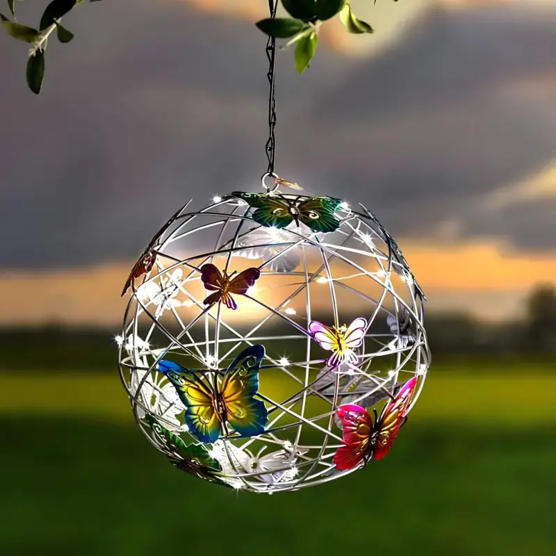 Butterbright haengende solarlampe schmetterling outdoor solar lichtgarten edelstahl led xlumina4