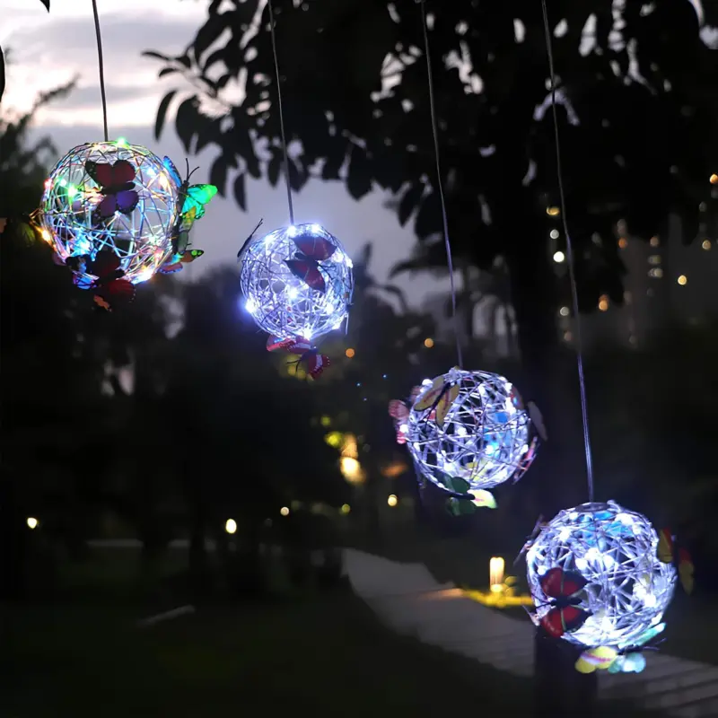 Butterbright haengende solarlampe schmetterling outdoor solar lichtgarten edelstahl led xlumina6