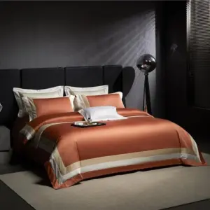 Homeko Orange Stripe Egyptian Cotton Bedding Set