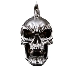 Silver Resin Skull Head Figure Ornament