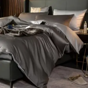 Homeko Grey Silver Reversible Egyptian Cotton Bedding Set