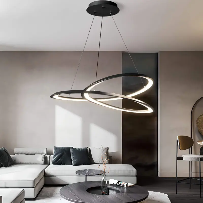 Circular loop led pendelleuchte schwarz weiss modern energiesparend wohnzimmer buero xlumina2
