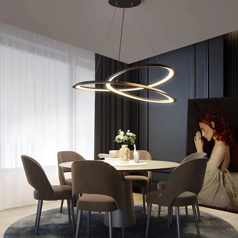Circular loop led pendelleuchte schwarz weiss modern energiesparend wohnzimmer buero xlumina3