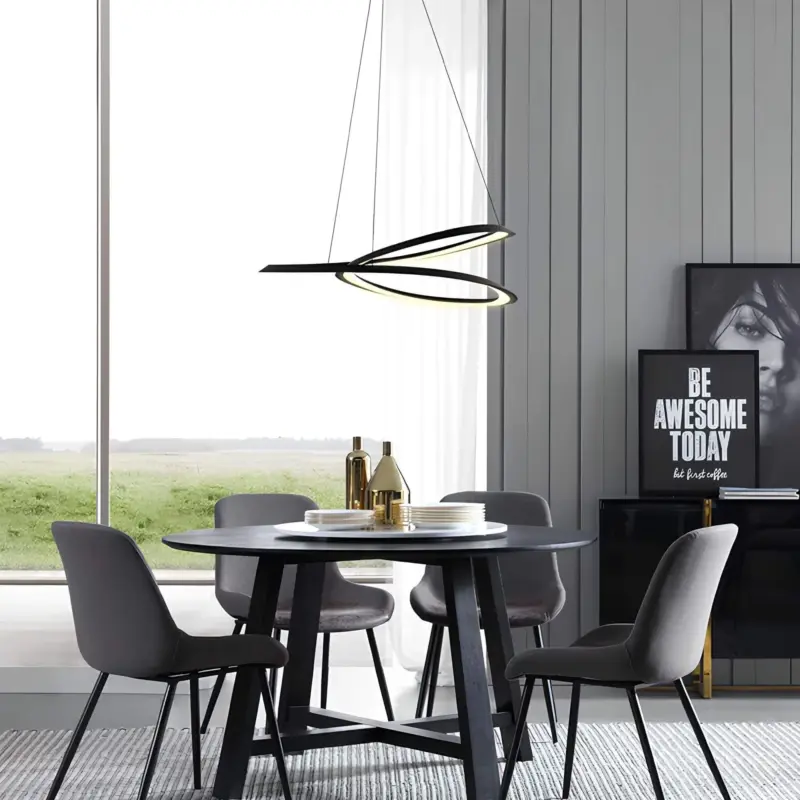 Circular loop led pendelleuchte schwarz weiss modern energiesparend wohnzimmer buero xlumina4
