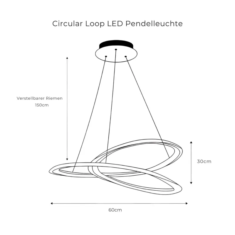 Circular loop led pendelleuchte schwarz weiss modern energiesparend wohnzimmer buero xlumina5