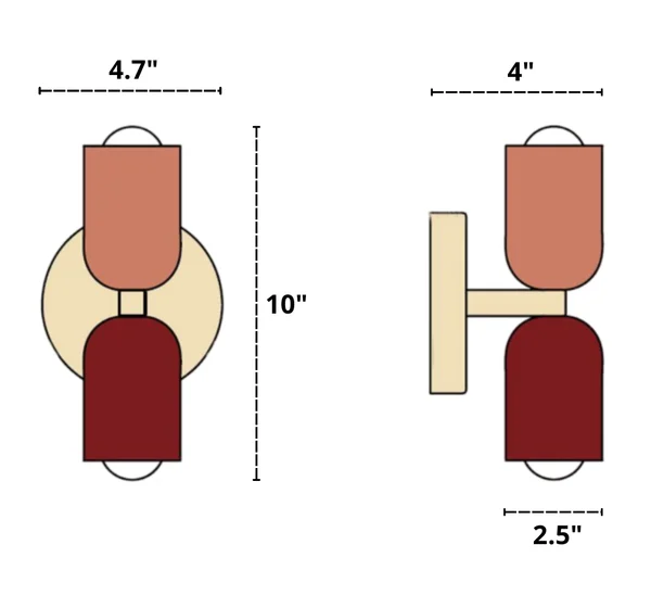 Miravique Two-Bulb Minimalist Wall Sconce Dimensions