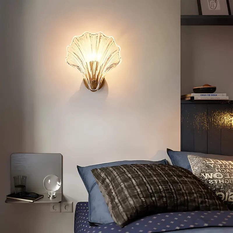Coralglimmer wandlampe muschelfoermiges glas elegant design wohnzimmer schlafzimmer flur xlumina3