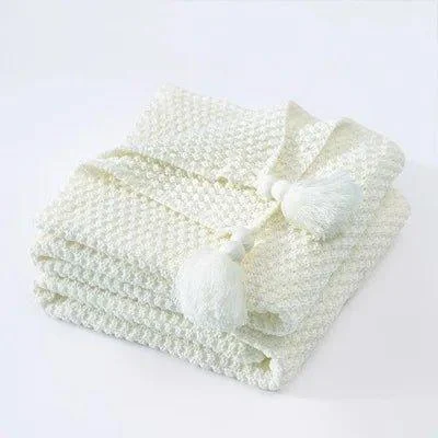 Cosy Woollen Knitted Tassel Sofa Blanket 179555