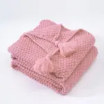 Cosy woollen knitted tassel sofa blanket