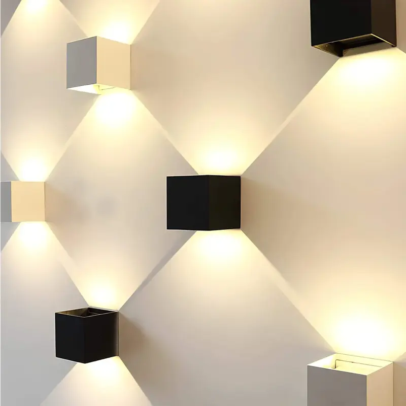 Cubelamp led wandleuchte bewegungsmelder schwarz weiss 10x10cm 12x12cm xlumina