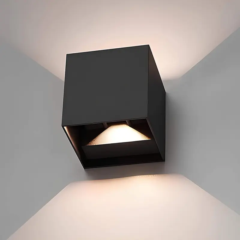 Cubelamp led wandleuchte bewegungsmelder schwarz weiss 10x10cm 12x12cm xlumina