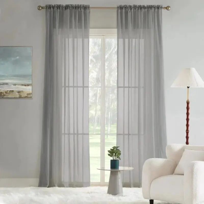 Curtarra custom curtains liz solid flame retardant sheer curtains gray 4