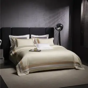 Homeko Beige Stripe Egyptian Cotton Bedding Set