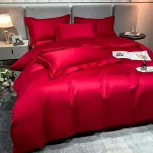 Homeko Red Silky Cotton Bedding Set