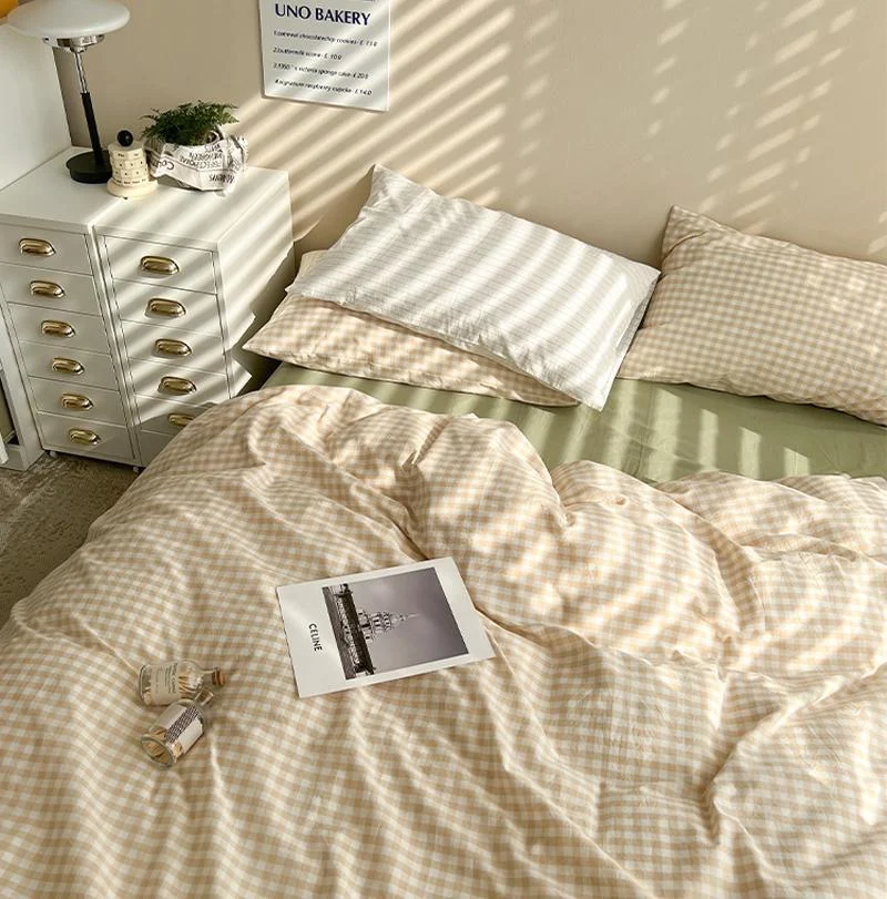 Danishpastelplaidaestheticbedsheetset19