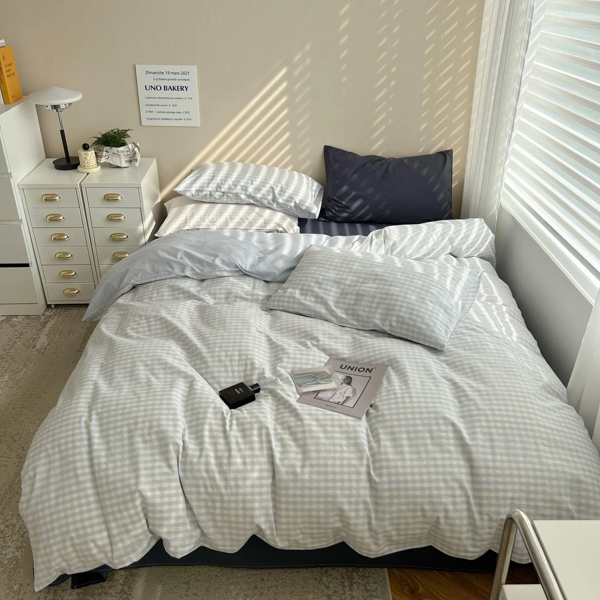 Danishpastelplaidaestheticbedsheetset4