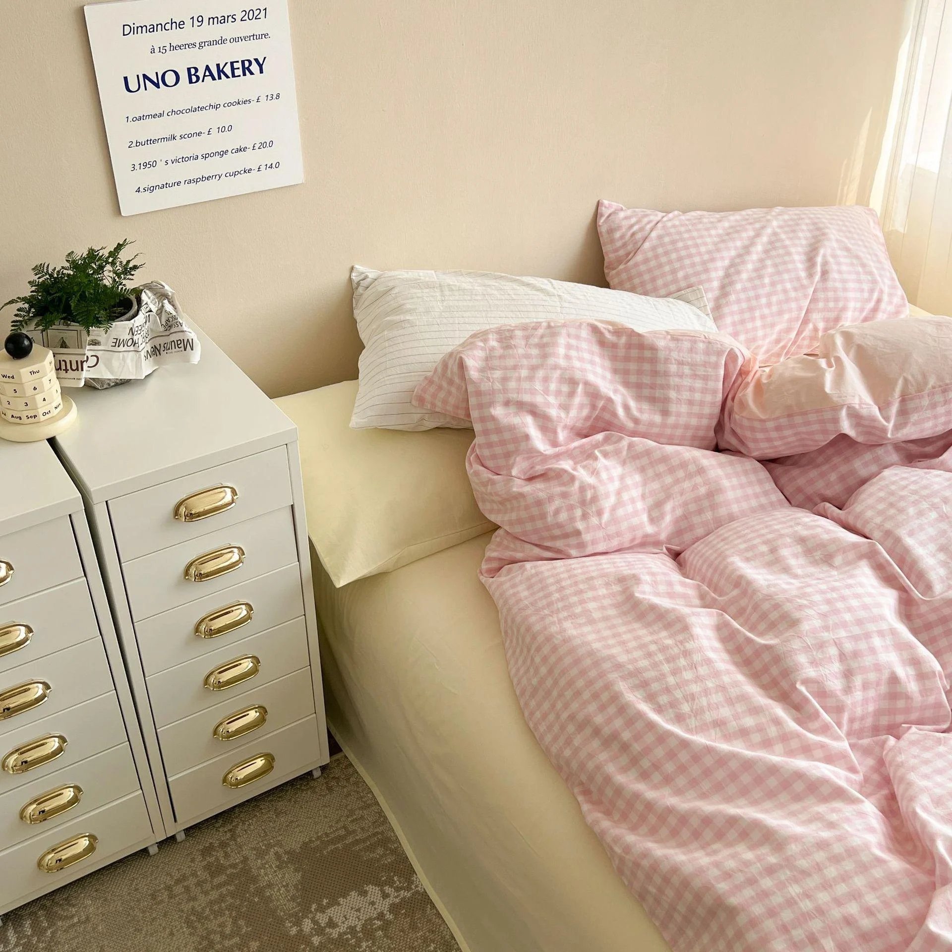 Danishpastelplaidaestheticbedsheetset9