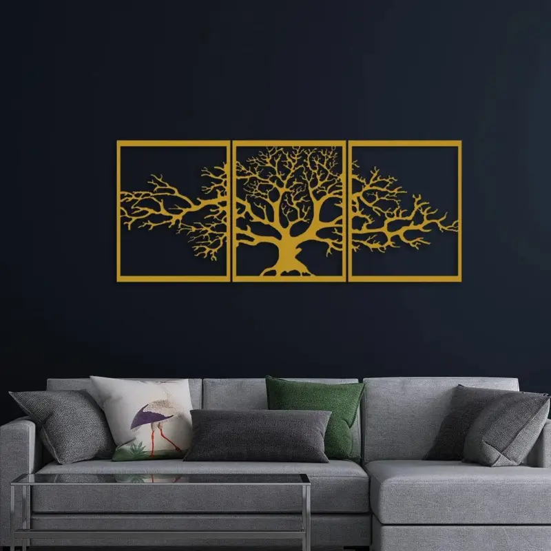 Decoration murale en metal arbre de vie gold