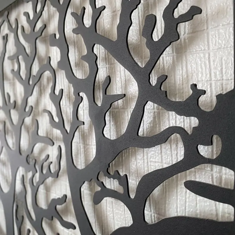 Decoration murale metal arbre de vie noir