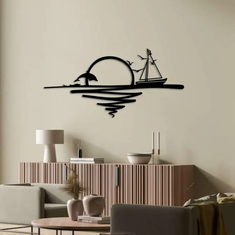Decoration murale metal lever du soleil 2068
