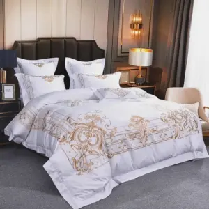 Homeko White Egyptian Cotton Embroidery Bedding Set