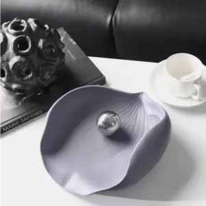 Modern Decorative Fruit Bowl Tray Lotus Petal Resin