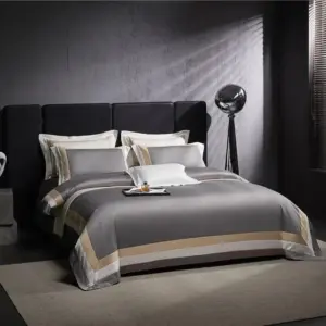 Homeko Grey Stripe Egyptian Cotton Bedding Set