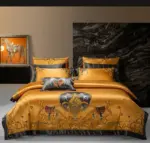 Homeko Gold Egyptian Cotton Embroidered Bedding Set