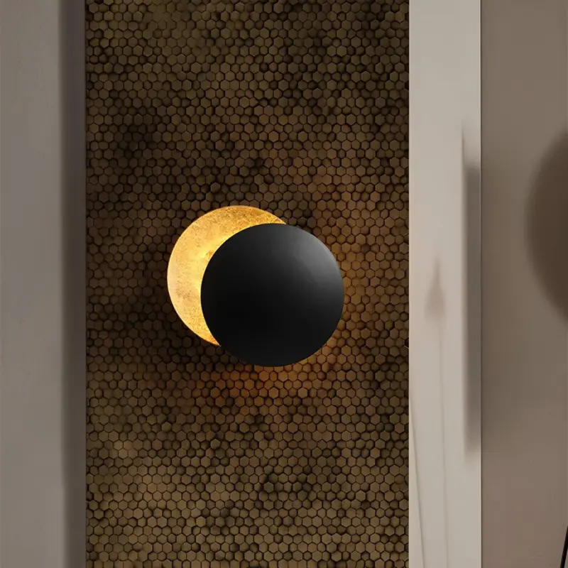 Eclipse wandlampe sonnenfinsternis design modern led lampe gold schwarz xlumina10